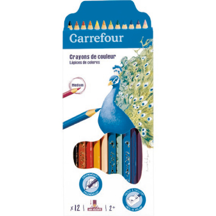 12 crayons de couleur Carrefour