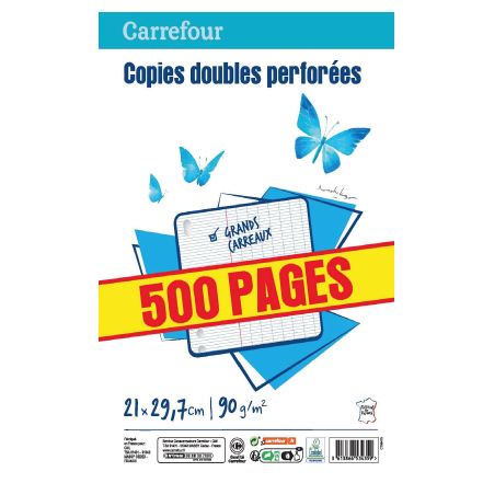 Copies double perforé  A4 500pages  Carrefour