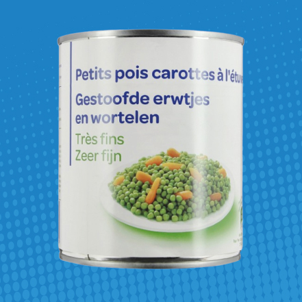 Petits pois carottes Carrefour  la boîte de 530g
