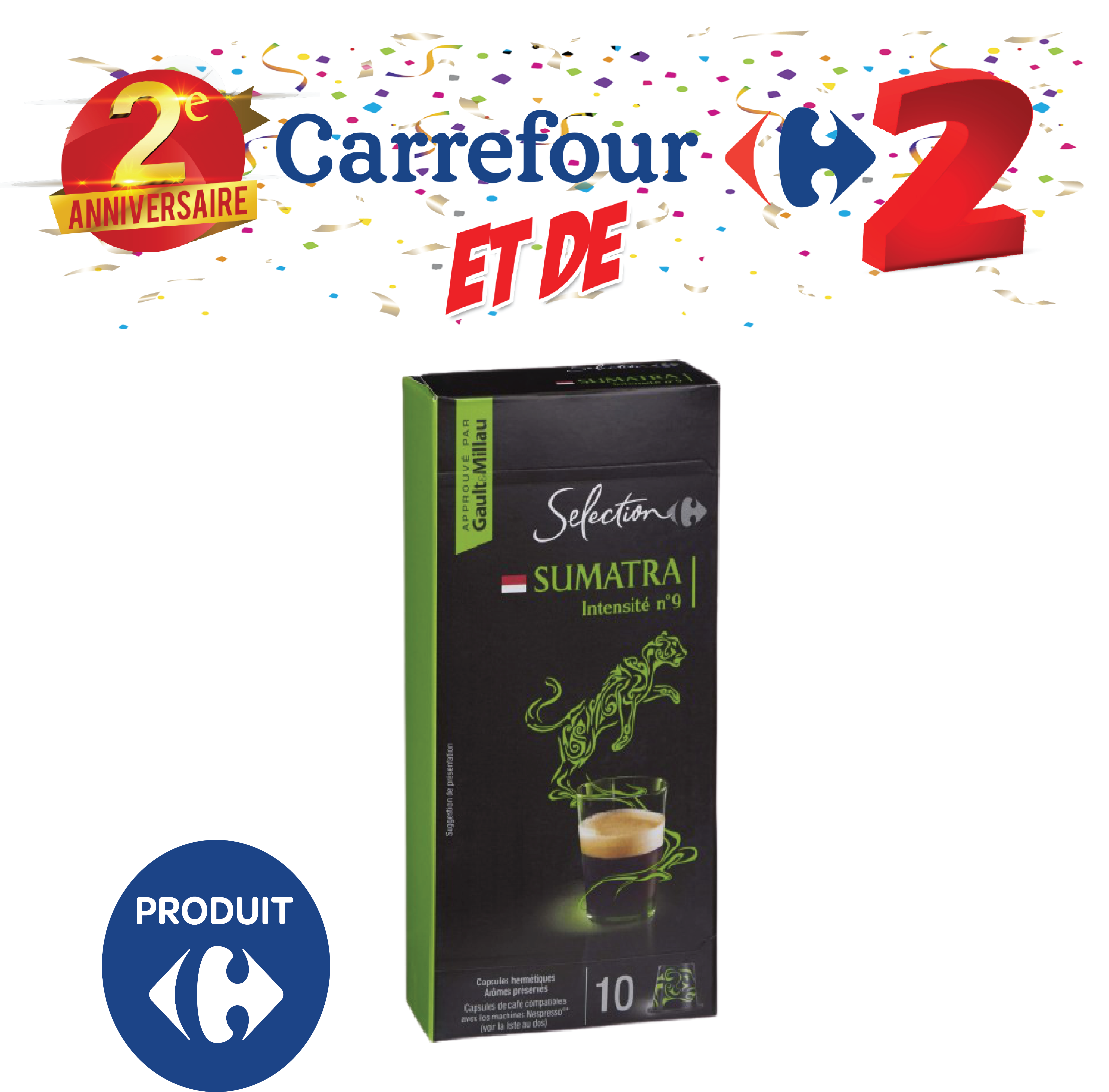 Café capsules Sumatra Carrefour le paquet de 10