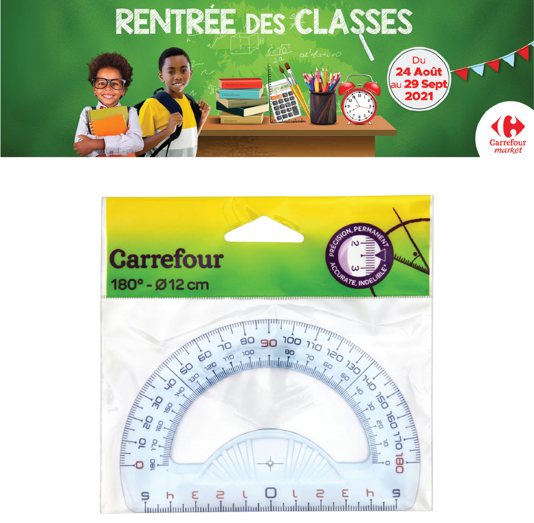Rapporteur 180° 12cm Carrefour